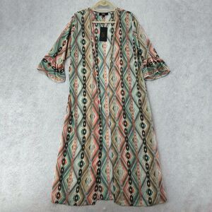 L&B Lucky‎ & Blessed Cardigan Duster MEDIUM Ciffon Kimono Long Navajo Western